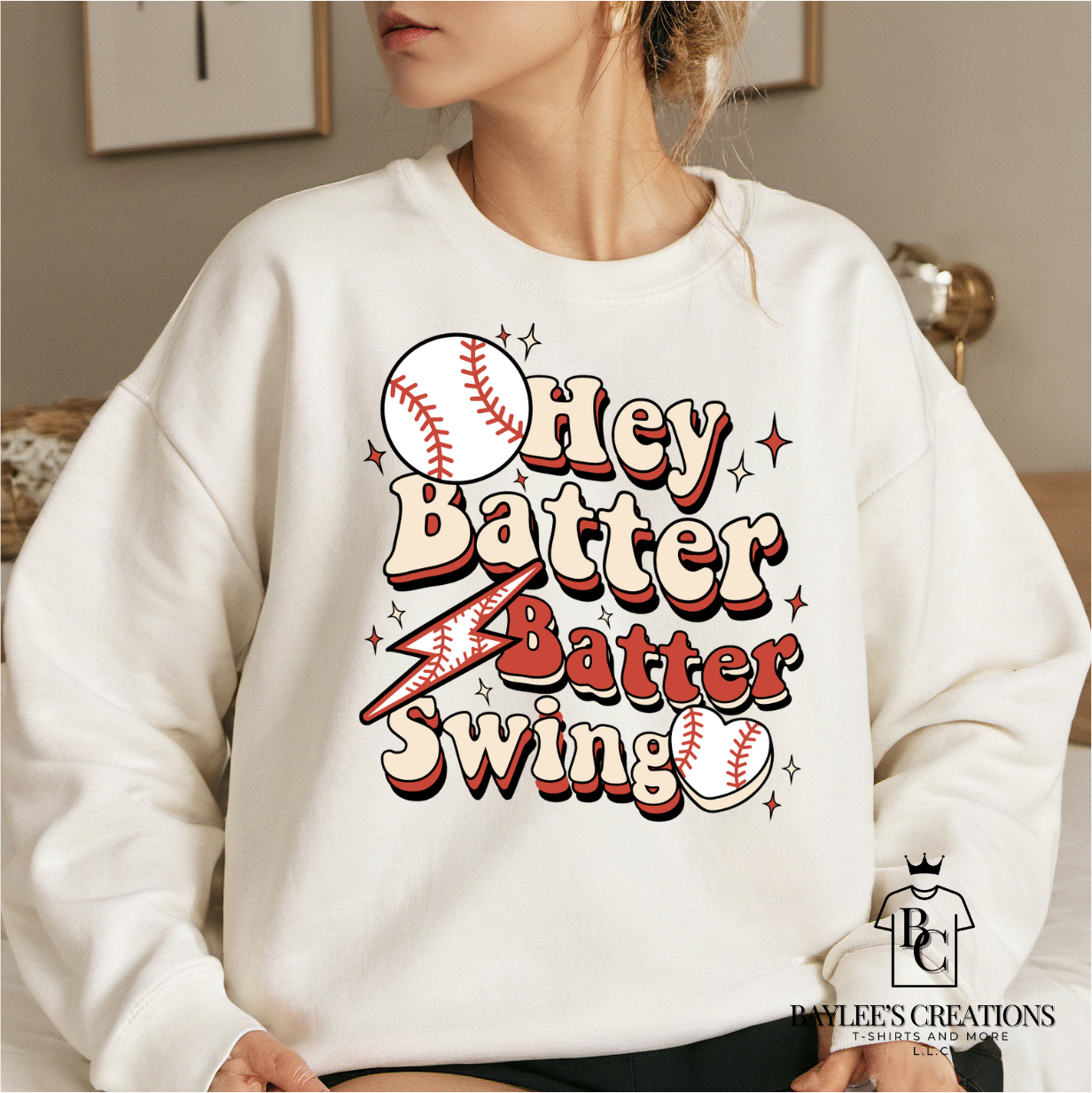 Hey Batter Batter Swing-Womens Baseball Sweatshirt