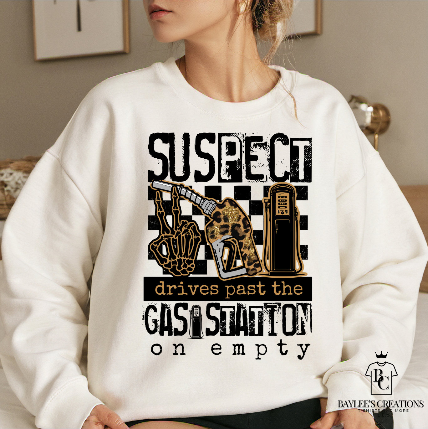 Suspect drives past the gas station on empty-Women's Sweatshirt