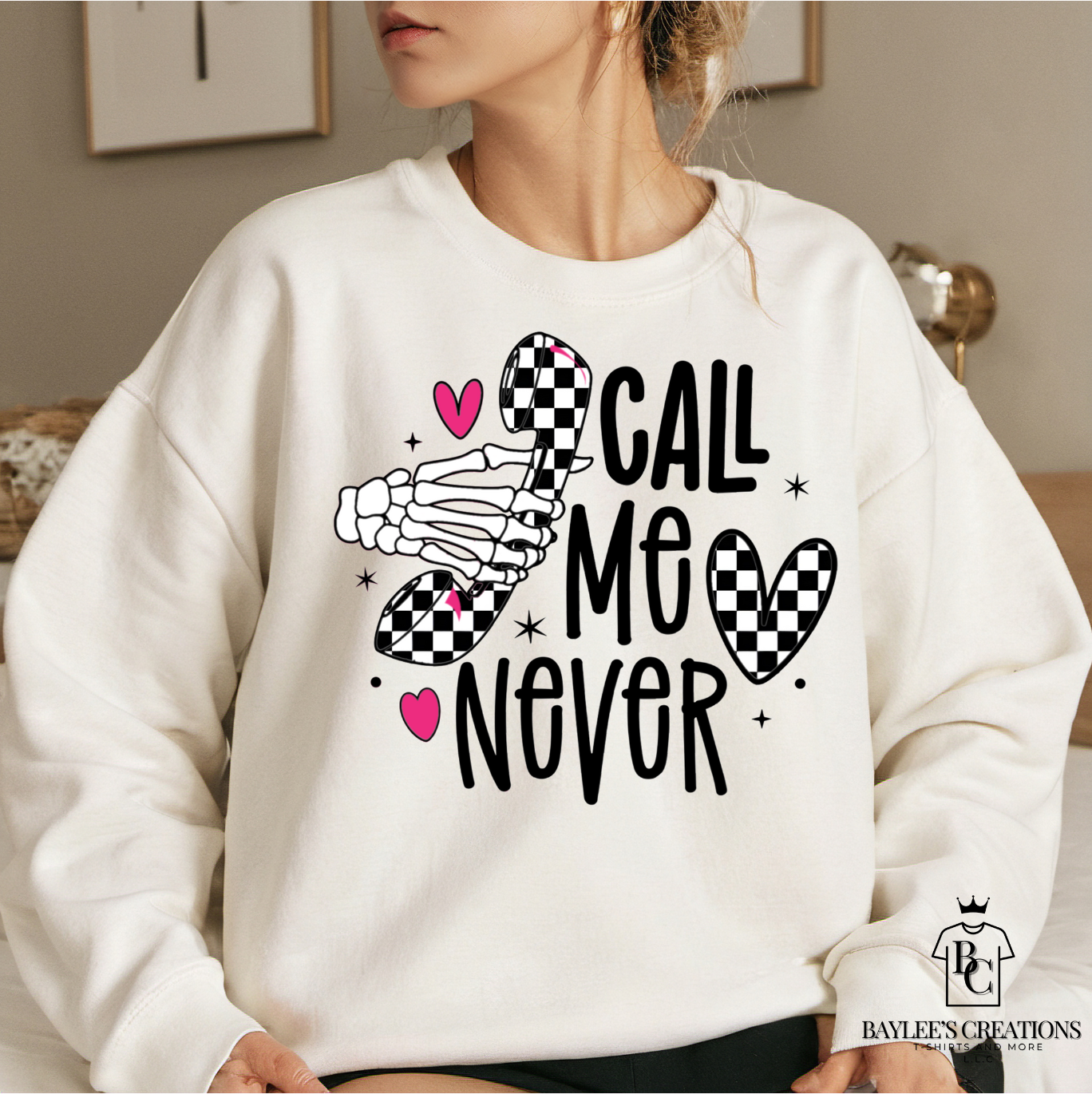 Call Me Never - Women's Sweatshirt printed apparel by Baylees Creations