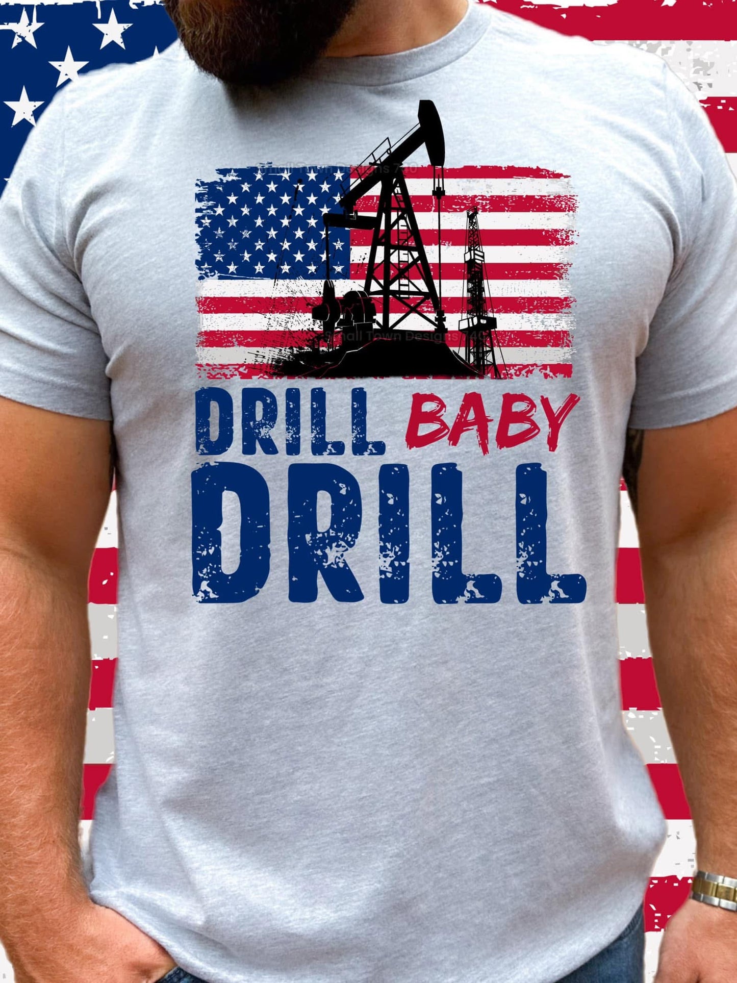 Drill Baby Drill-Men’s Tee Oil and Gas Tradesmen shirt for him bluecollar