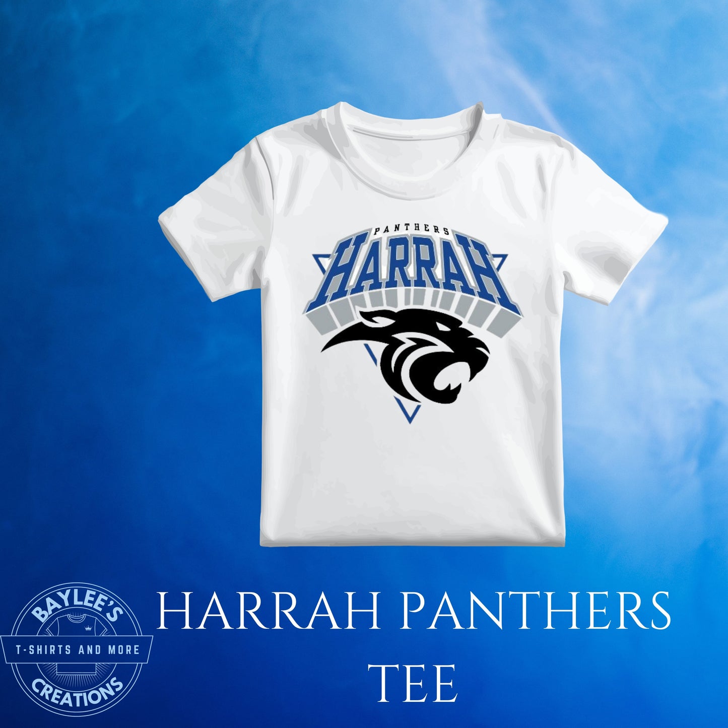 Harrah Schools Logo Panthers option 2 Unisex Tee Shirt - Baylee's Creations T-Shirts and More