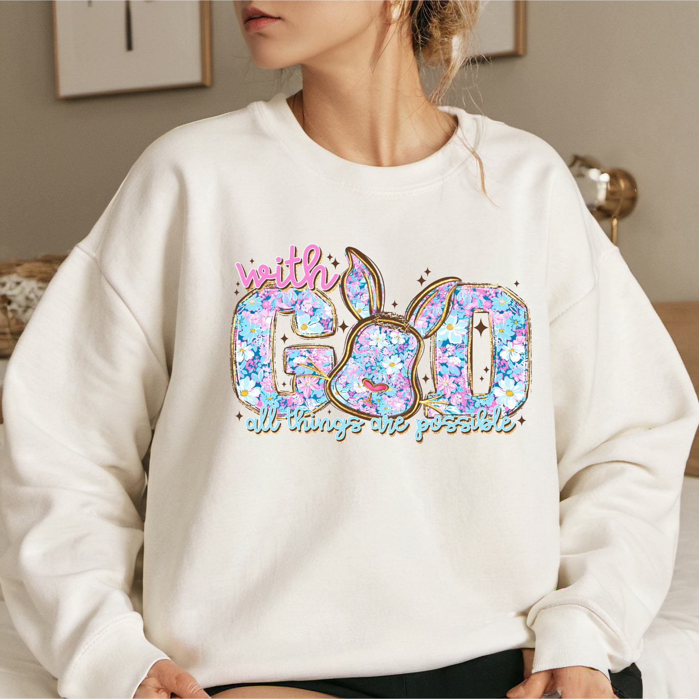With God Nothing Is Impossible - Women's Sweatshirt printed apparel by Baylees Creations