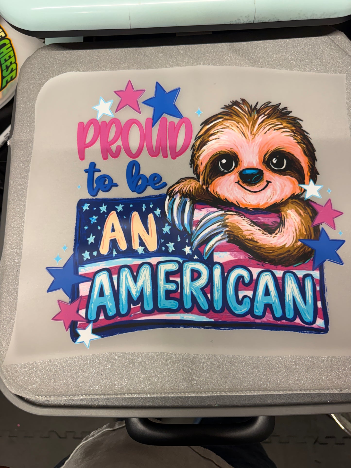 Proud To Be An American Sloth DTF Transfer