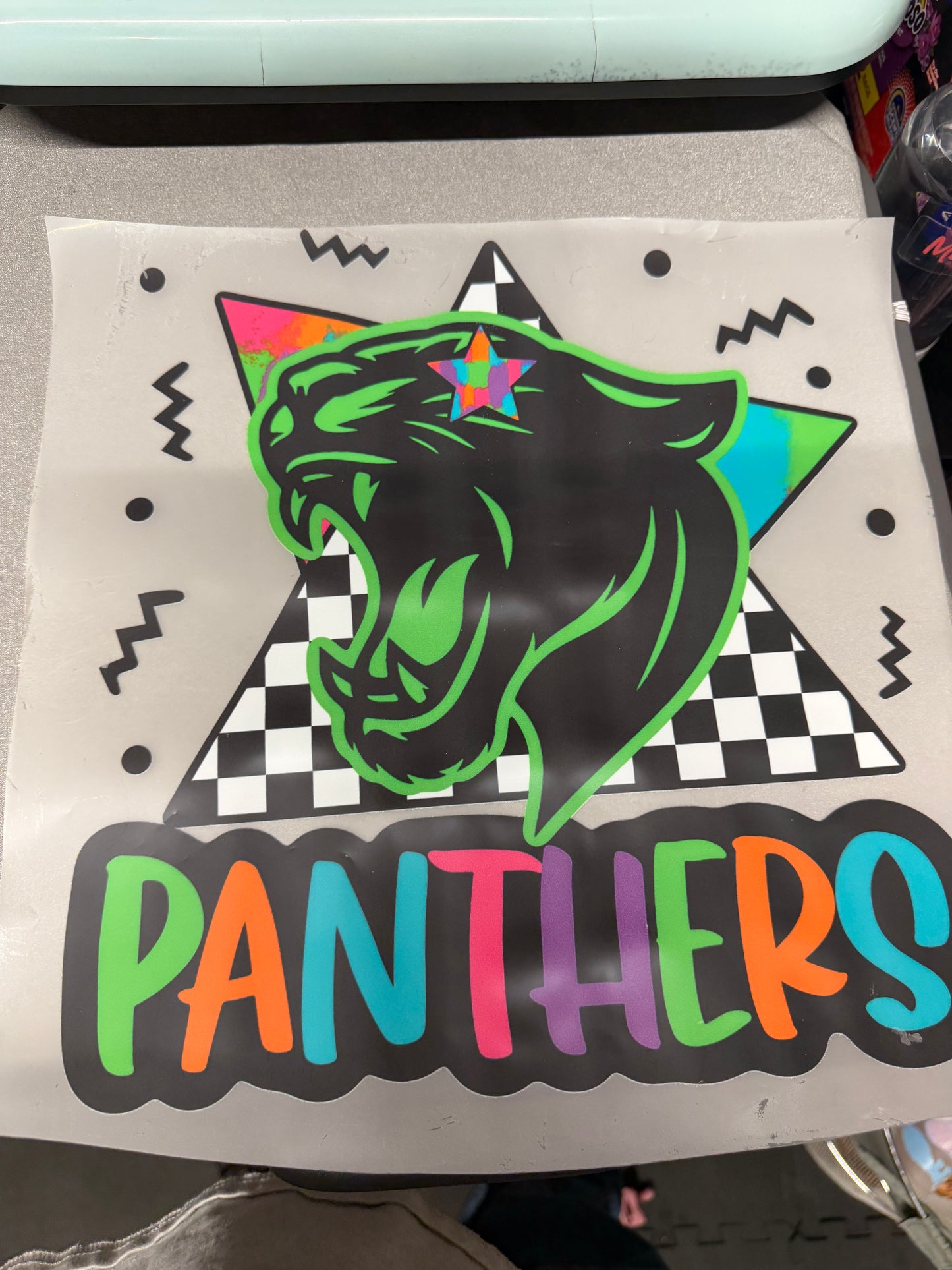 Panthers Mascot Checkerboard DTF Transfer