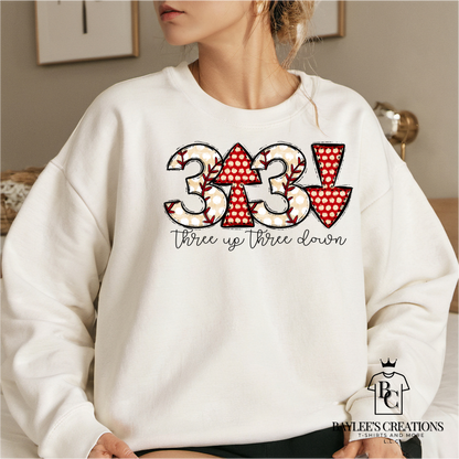 Three Up Three Down-Womens Cute Baseball Sweatshirt