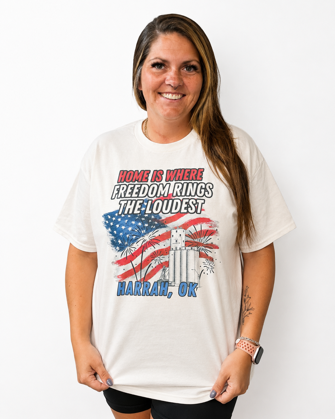 Home is Where Freedom Rings the Loudest | Harrah OK Patriotic T-Shirt