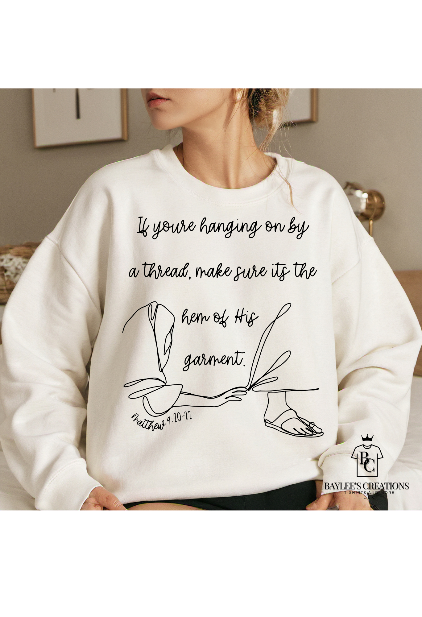 By His Hem Sweatshirt Faith Unisex printed apparel by Baylees Creations