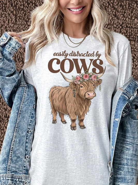 Easily Distracted by Cows-women’s sweatshirt - Baylee's Creations T-Shirts and More