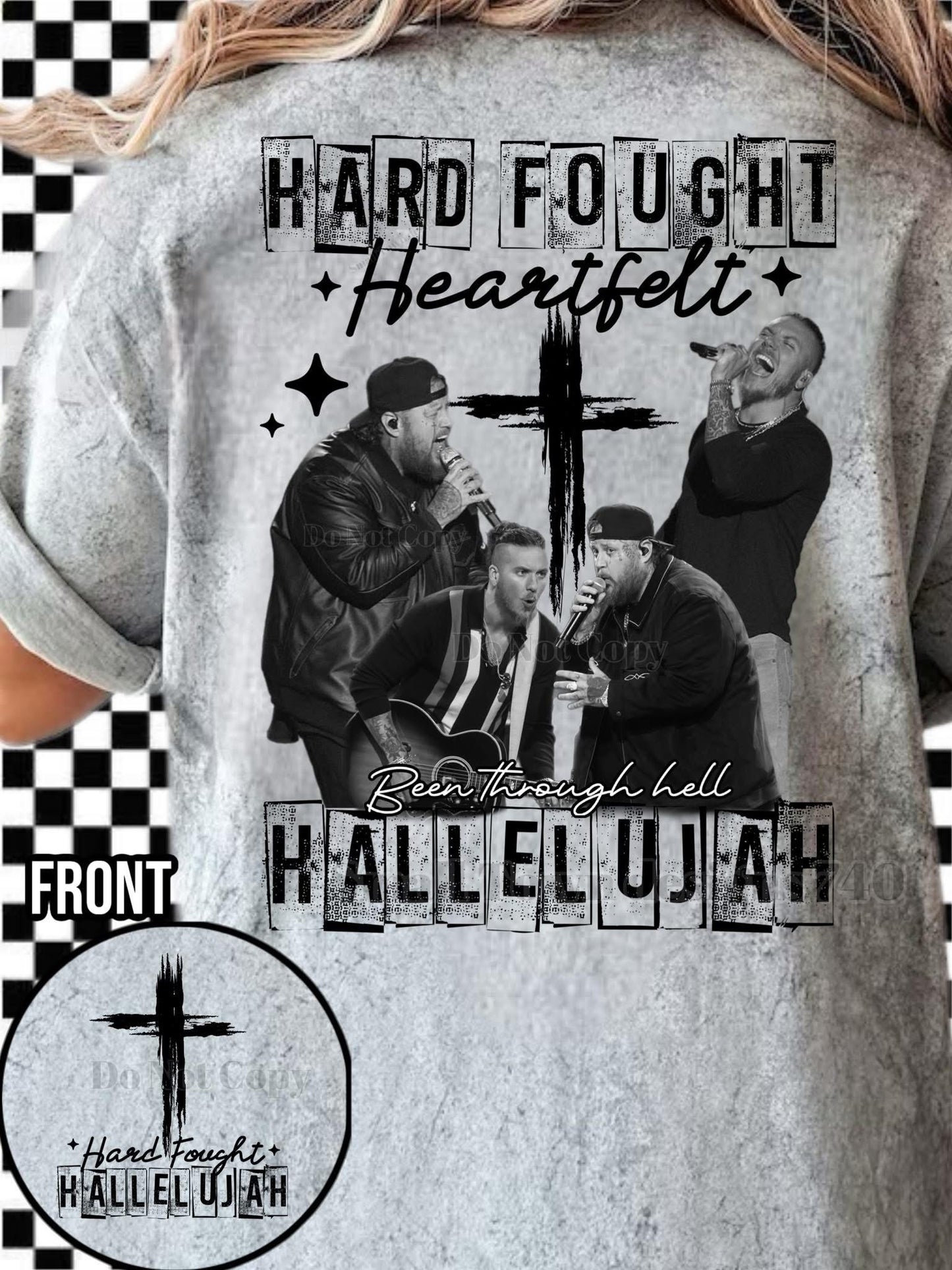 Hard Fought Hallelujah Unisex T-Shirt Faith Tee printed apparel by Baylees Creations