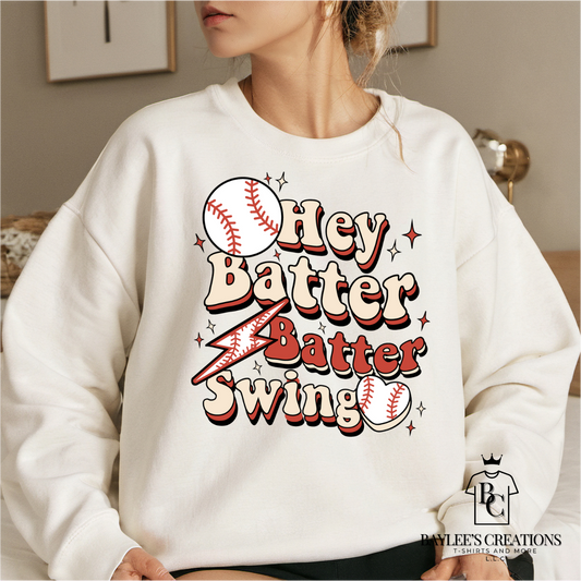 Hey Batter Batter Swing-Womens Baseball Sweatshirt - Baylee's Creations T-Shirts and More
