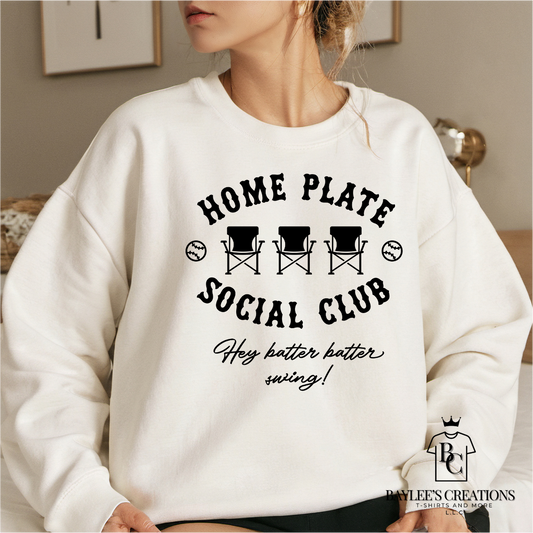 Home Plate Social Club-Womens Cute Baseball Sweatshirt - Baylee's Creations T-Shirts and More