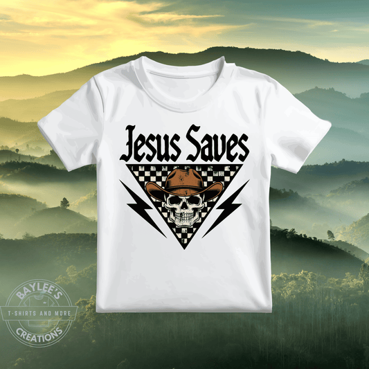Jesus Saves Western Christian T Shirt