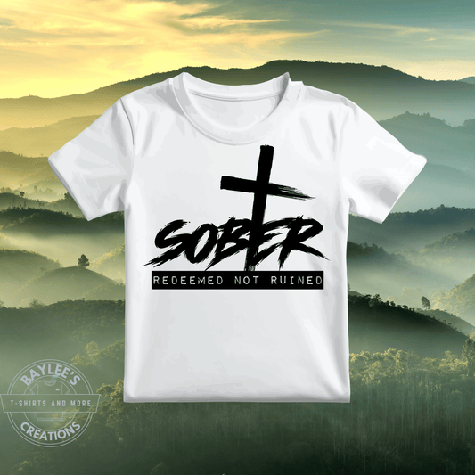 Sober Redeemed Not Ruined Christian T Shirt