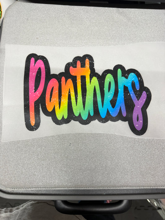 Panthers Rainbow Wordmark DTF Transfer