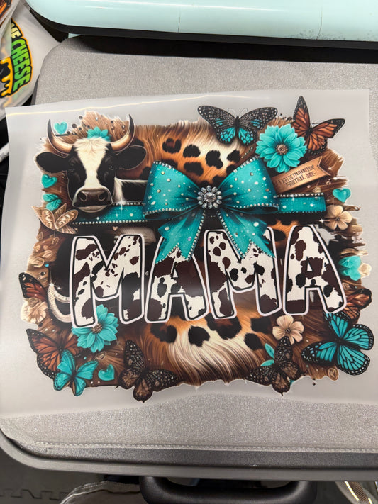 Mama Turquoise Cowhide DTF Transfer