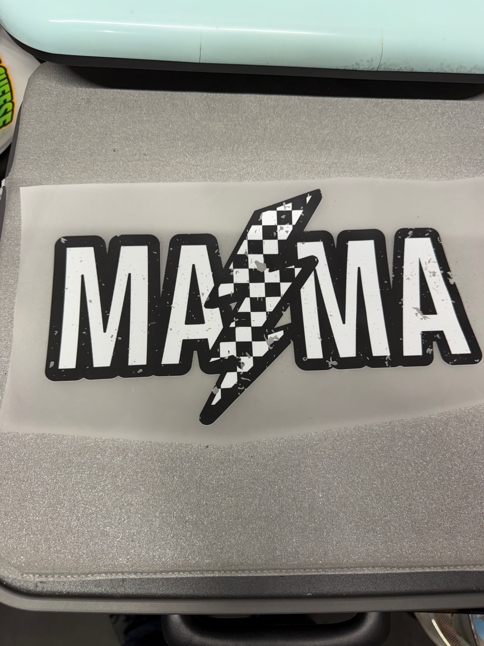 Mama Lightning Bolt Checkerboard DTF Transfer