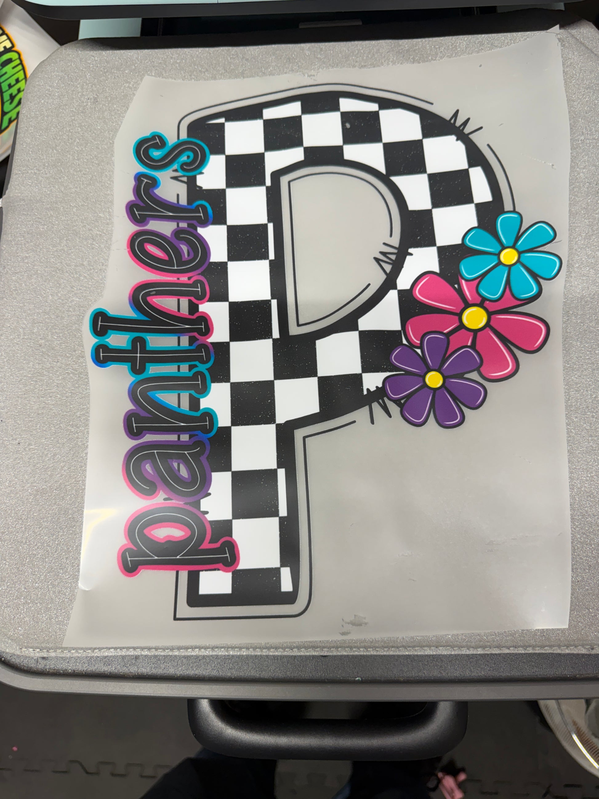 Panthers Floral Letter P DTF Transfer