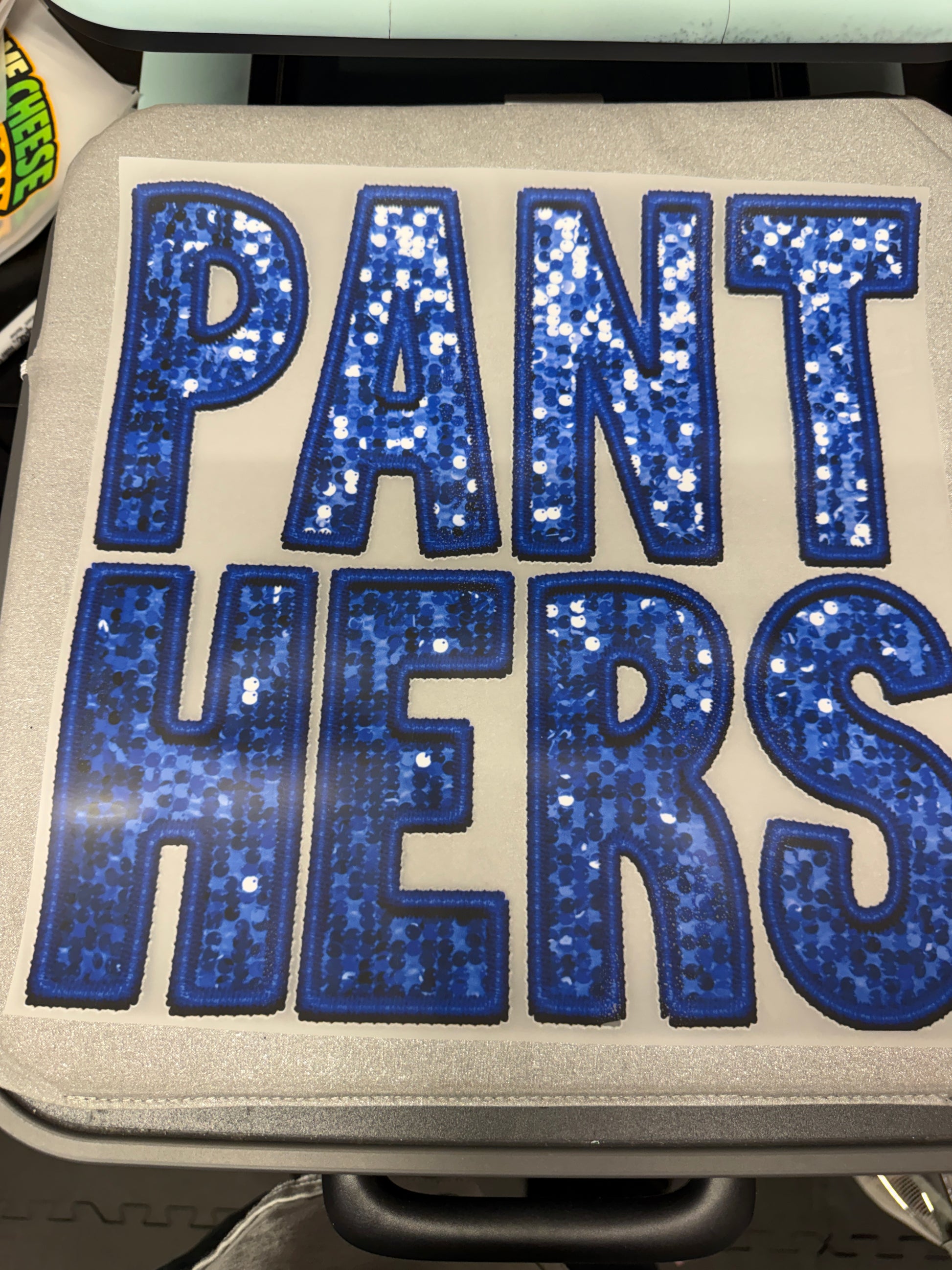 Panthers Blue Glitter Wordmark DTF Transfer