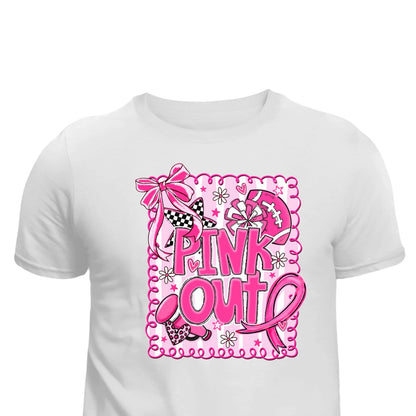 Football Breast Cancer Football Bow Unisex T-Shirt printed apparel by Baylees Creations