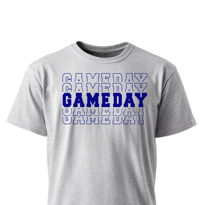 Football Game Day Navy Unisex T-Shirts on ash gray shirt by Baylee's Creations