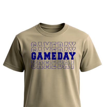 Football Game Day Navy Unisex T-Shirts on sand shirt by Baylee's Creations