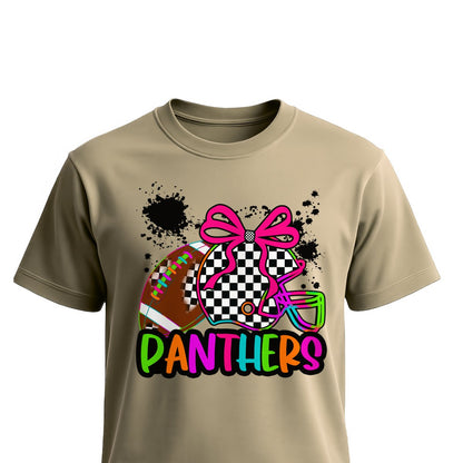 Football Panthers Neon Football Unisex T-Shirts on sand shirt by Baylee's Creations