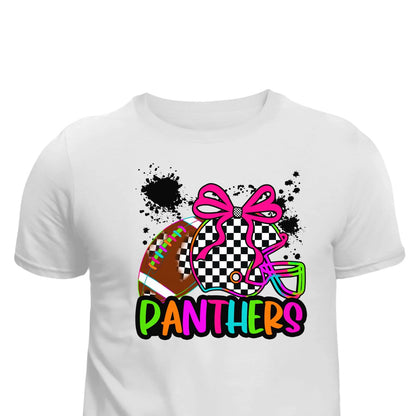 Football Panthers Neon Football Unisex T-Shirt printed apparel by Baylees Creations