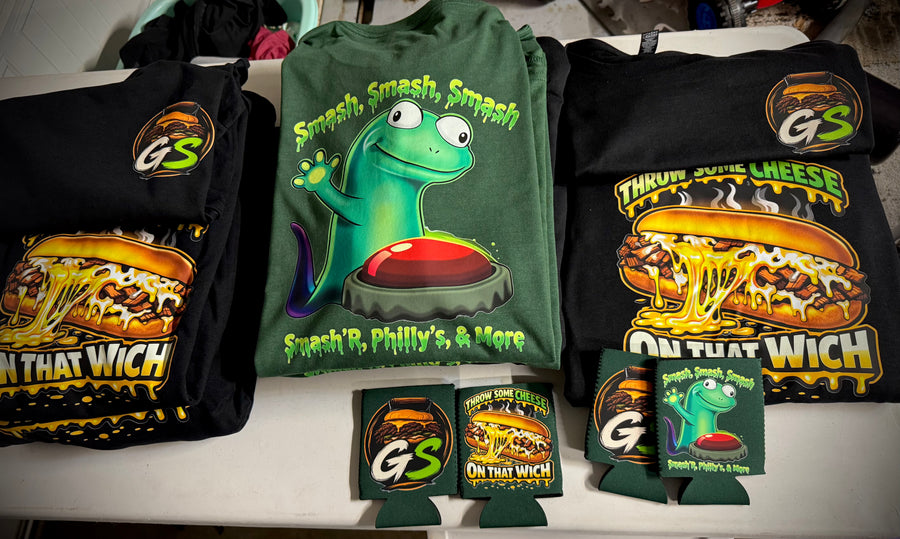 Completed custom apparel order for Gettin' Smash'd food truck